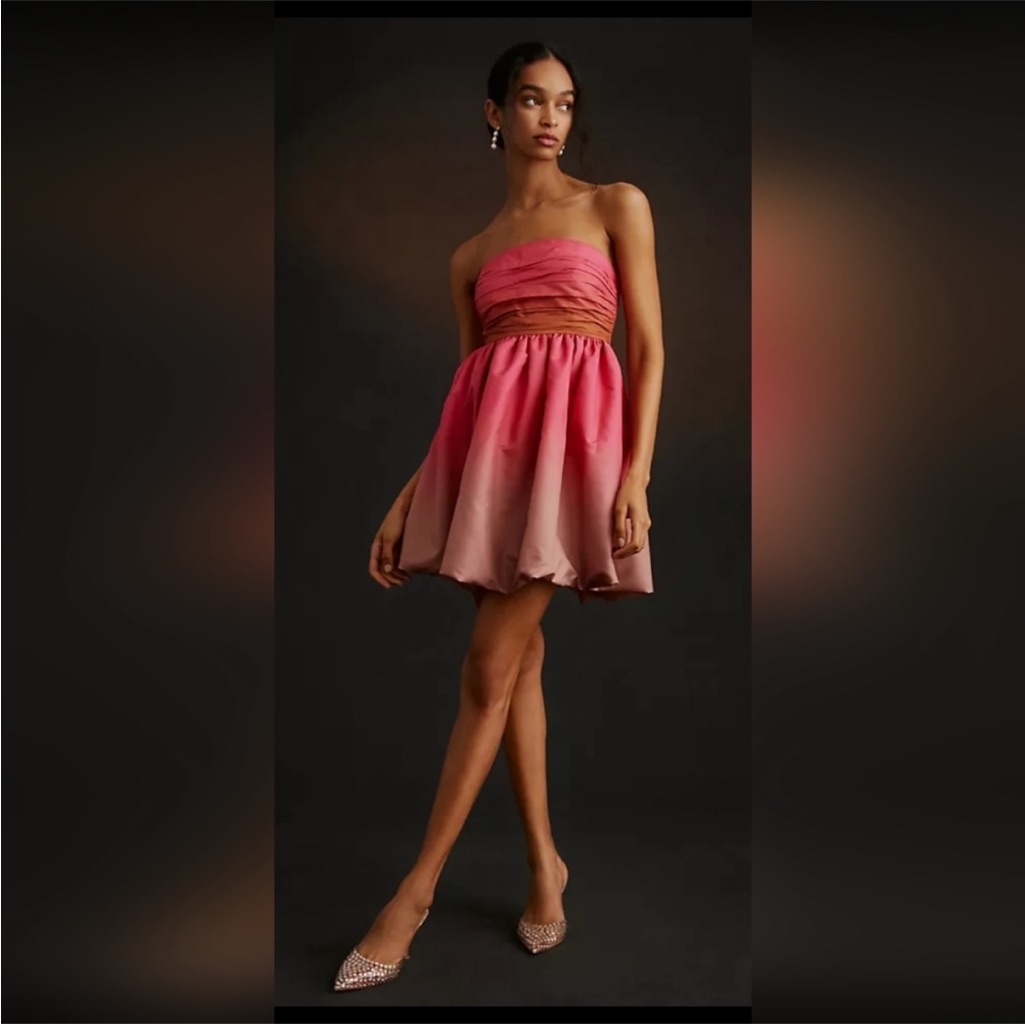 New Anthropologie Vineet Bahl Strapless Ombre Mini Dress